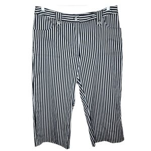 Chicos Women's Black & White Striped Cropped Pants Stretch‎ Size 2.5
